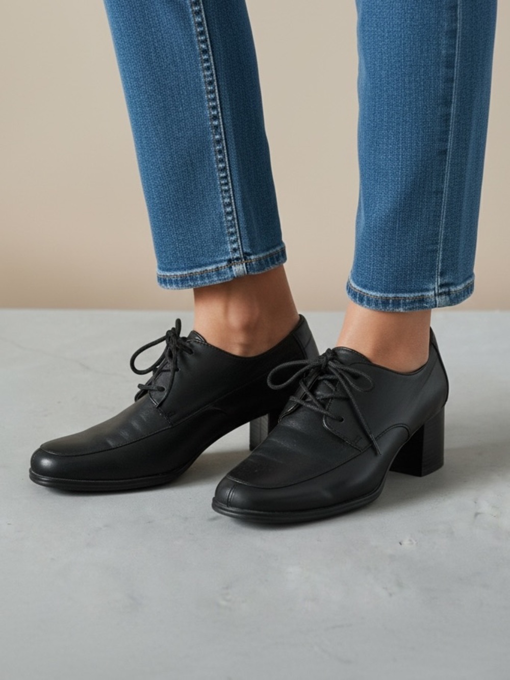 BLONDO CANADA (8.5W) Leather Dress Oxfords Vintage Y2K Retro Block Heel Matt